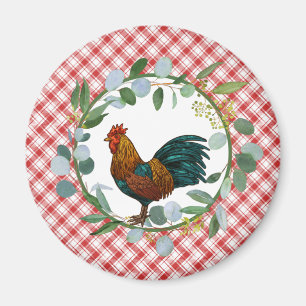 Eucalyptus Wreath & Rooster Farmhouse  Magnet