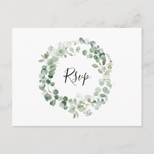 Eucalyptus Wreath RSVP Postcard with Meal Choice