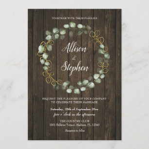 Eucalyptus Wreath Rustic Wedding Invitation