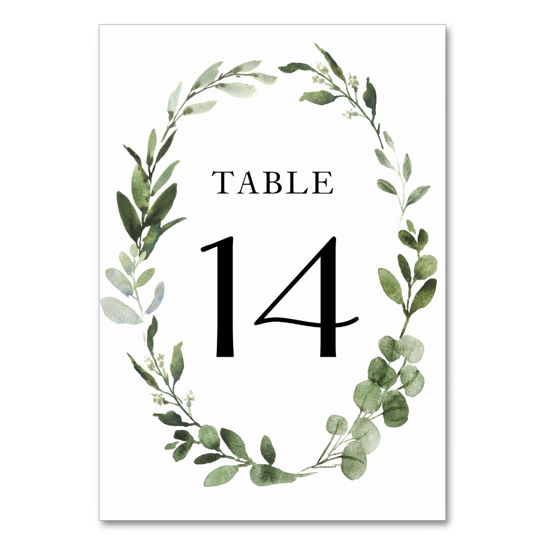 Eucalyptus Wreath Table Number | Zazzle