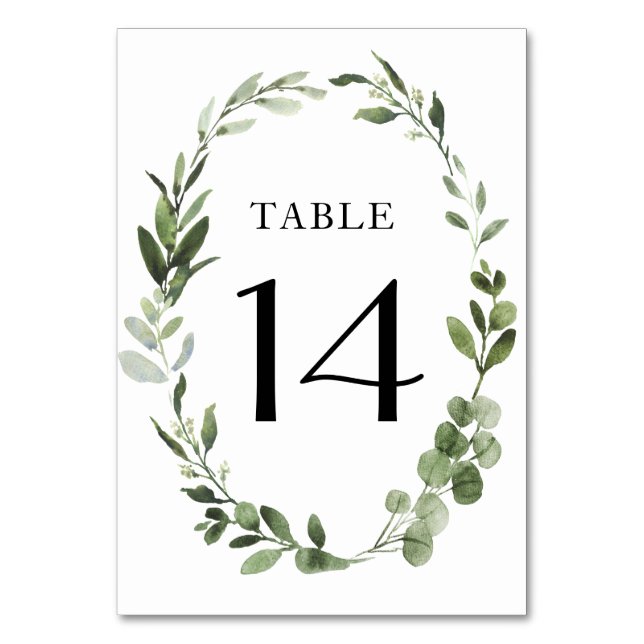 Eucalyptus Wreath Table Number (Front)