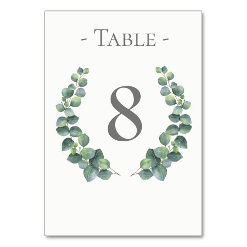 Eucalyptus Wreath Table Number Card