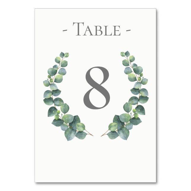 Eucalyptus Wreath Table Number Card (Front)