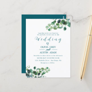 Eucalyptus Wreath | Watercolor wedding invitation Postcard