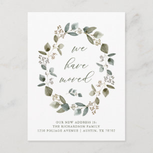 Eucalyptus Wreath   We Have Moved Announcement Postcard