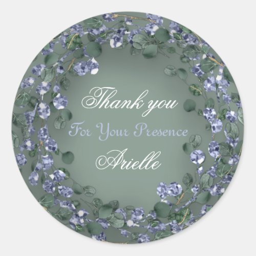 Eucalyptus Wreath Wedding Bridal Blue Green Classic Round Sticker