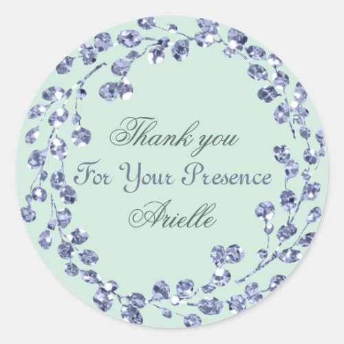 Eucalyptus Wreath Wedding Bridal Blue Green Classic Round Sticker