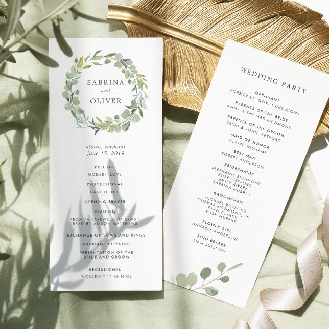 Eucalyptus Wreath Wedding Ceremony Program (Creator Uploaded)