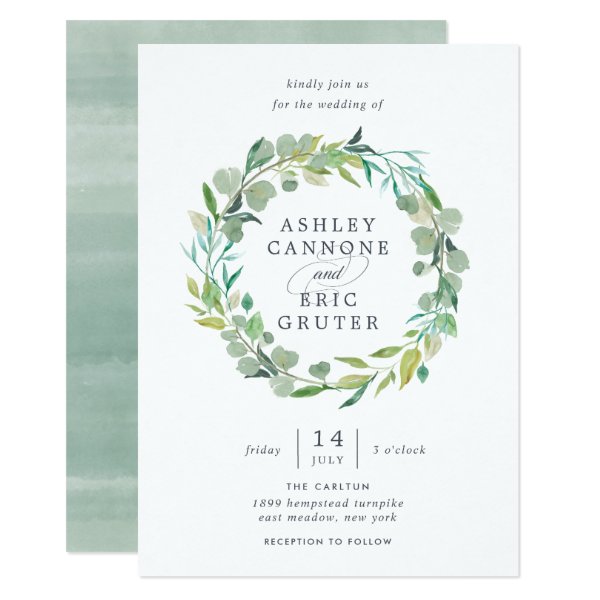 256910121992859866 Eucalyptus Wreath Wedding Invitation