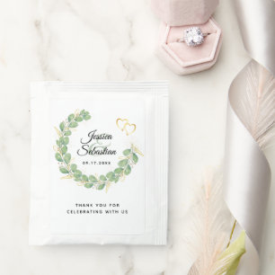 Eucalyptus Wreath Wedding Thank You Favors Tea Bag Drink Mix