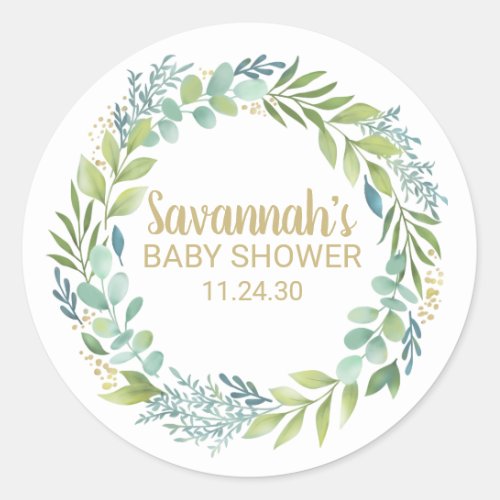 Eucalyptys Greenery Baby Shower Sticker