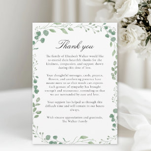 Eucalytus After Funeral Memorial Sympathy Thank You Card