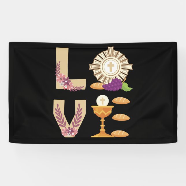 Eucharis Catholic 1st Holy Communion for Girls Banner (Horizontal)