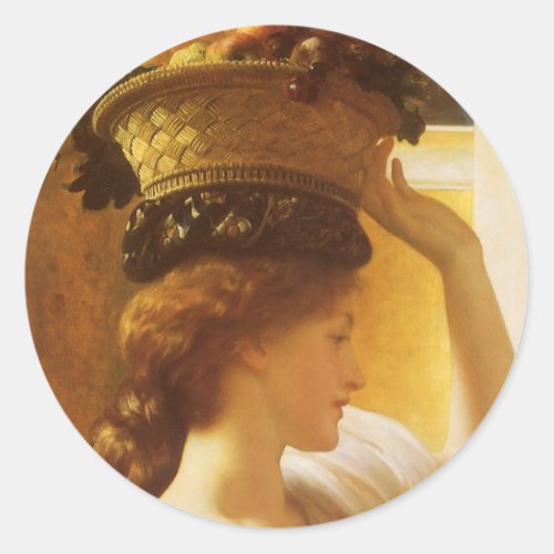 Eucharis _ Girl With a Basket of Fruit by Leighton Classic Round Sticker