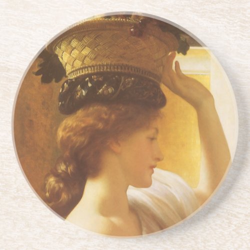 Eucharis _ Girl With a Basket of Fruit by Leighton Drink Coaster