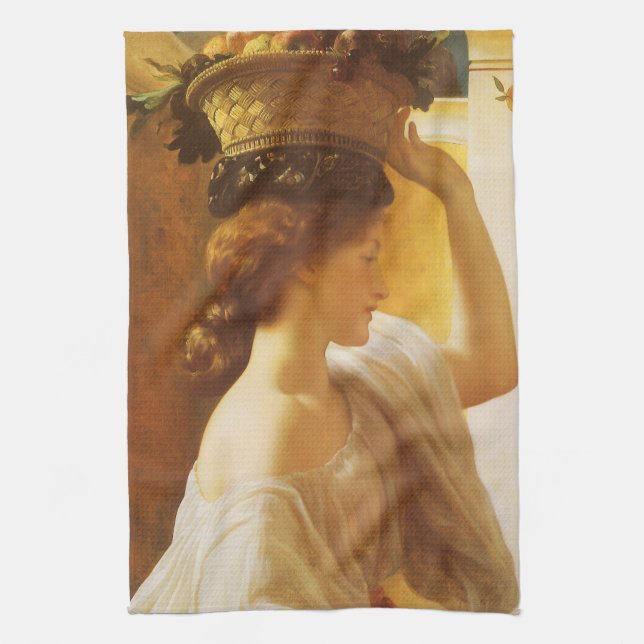 Eucharis - Girl With a Basket of Fruit by Leighton Kitchen Towel (Vertical)