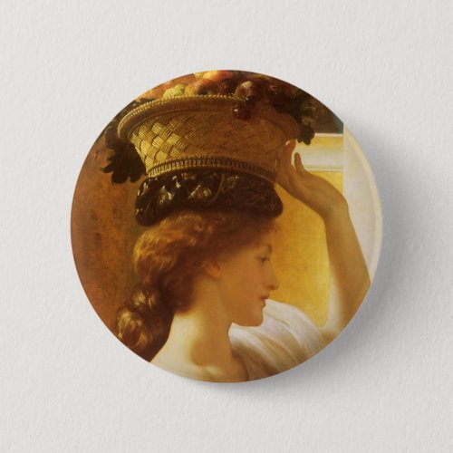 Eucharis _ Girl With a Basket of Fruit by Leighton Pinback Button