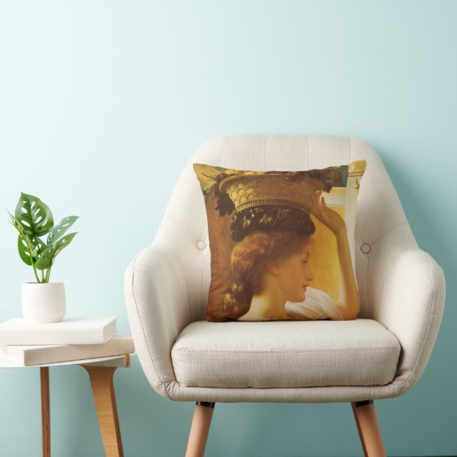 Eucharis - Girl With a Basket of Fruit by Leighton Throw Pillow (Chair)