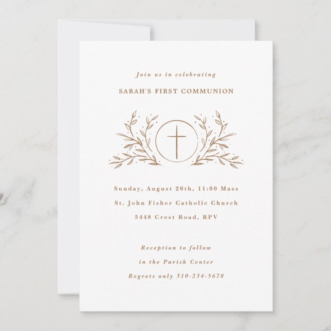 Eucharist Custom Color First Communion Invitation (Front)