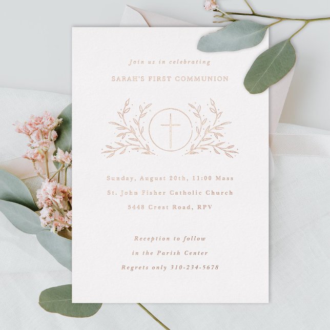 Eucharist First Communion White Foil Invitation (Creator Uploaded)