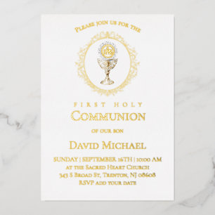 Eucharist First Holy Communion Foil Invitation