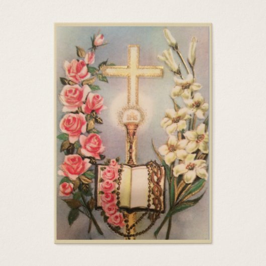 Eucharist Roses Spiritual Bouquet Prayer Holy Card (Front)