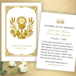 Eucharist & Three Hearts Catholic Wedding Keepsake