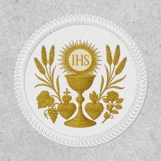 Eucharistic Chalice and IHS First Communion Patch (Front)