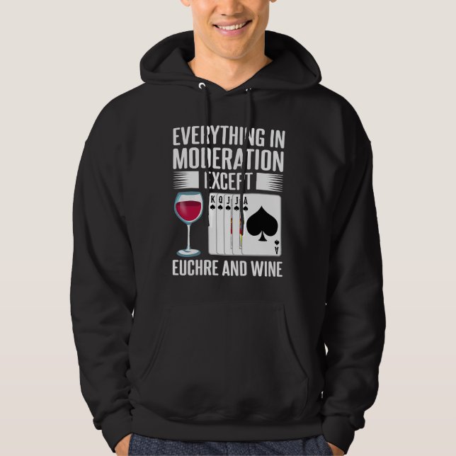 Euchre Card Game Player Wine Hoodie (Front)