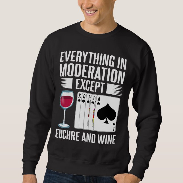 Euchre Card Game Player Wine Sweatshirt (Front)