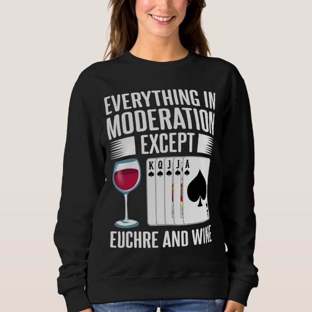 Euchre Card Game Player Wine Sweatshirt (Front)
