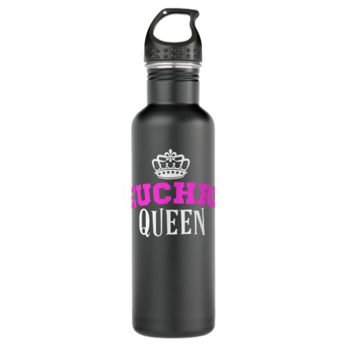 Euchre Card Game Queen Mom  Aunt Hearts Clubs  Stainless Steel Water Bottle