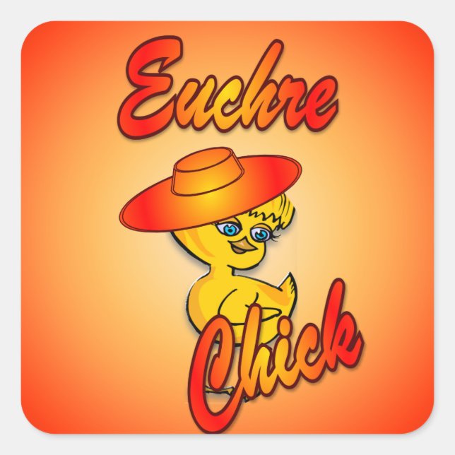 Euchre Chick #5 Square Sticker (Front)