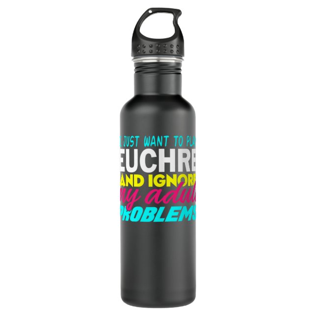 Euchre Funny Premium  Stainless Steel Water Bottle (Front)