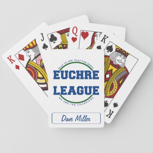 Euchre League Play For Keeps Team Personalize Name Poker Cards