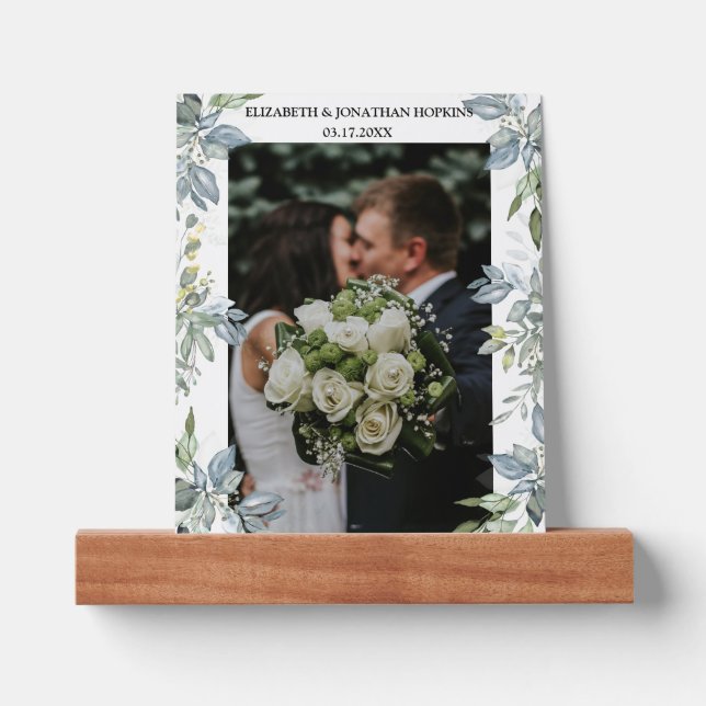 Euclyptus Greenery Custom Wedding Photo  Picture Ledge (Front)