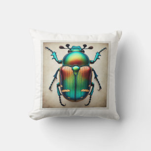 Eudicella Beetle 120724IREF119 - Watercolor Throw Pillow
