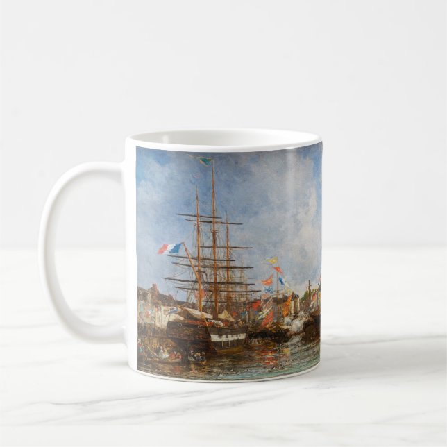 Eugene Boudin - Festival in the Harbor of Honfleur Coffee Mug (Left)