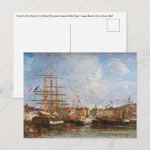 Eugene Boudin - Festival in the Harbor of Honfleur Postcard
