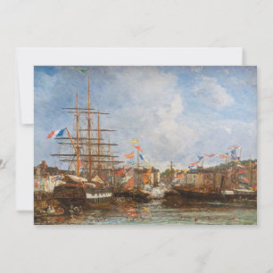 Eugene Boudin - Festival in the Harbor of Honfleur Thank You Card