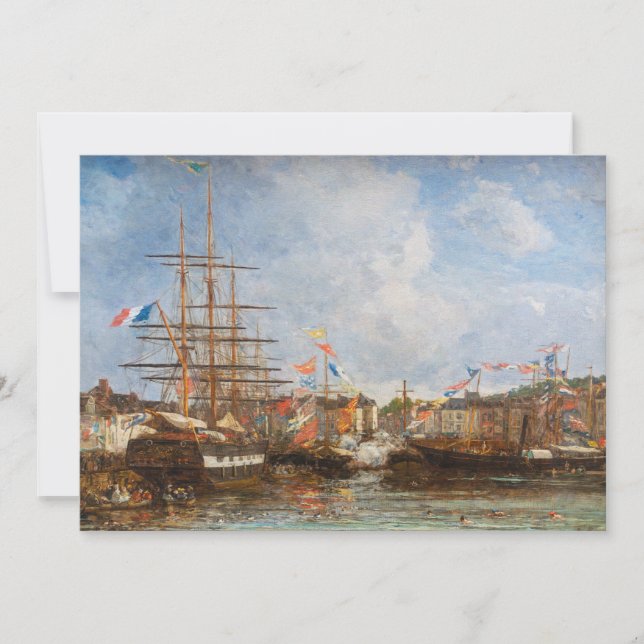 Eugene Boudin - Festival in the Harbor of Honfleur Thank You Card (Front)