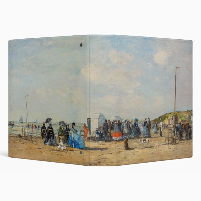 Eugene Boudin - Gathering on the Beach 3 Ring Binder (Background)
