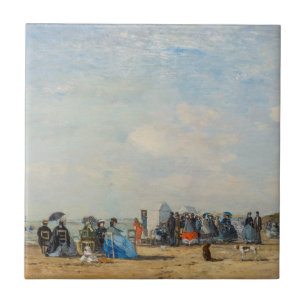 Eugene Boudin - Gathering on the Beach Ceramic Tile