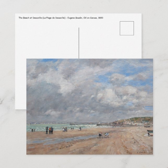Eugene Boudin - The Beach at Deauville Postcard (Front/Back)