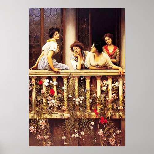 Eugene de Blaas _ Balcony Academicism Painting Poster