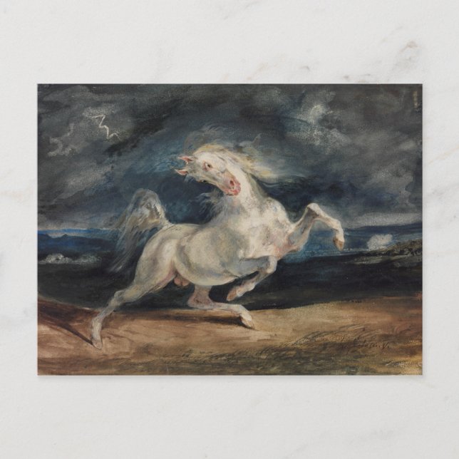 Eugene Delacroix - Horse Frightened by Lightning Postcard (Front)