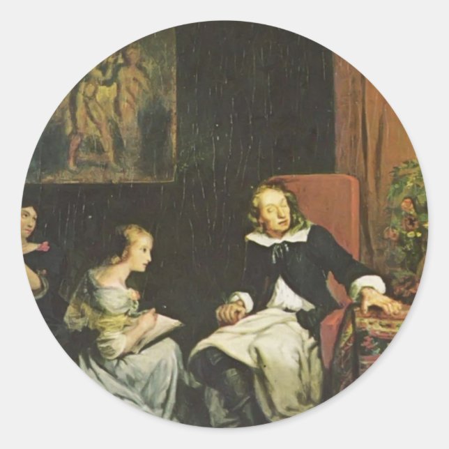 Eugene Delacroix:Milton dictated to his daughters Classic Round Sticker (Front)