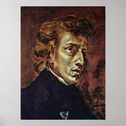 Eugene Delacroix _ Portrait of Frederic Chopin Poster