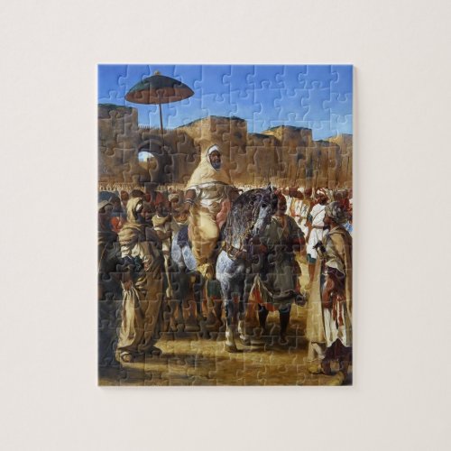 Eugene Delacroix_ The Sultan of Morocco leaving Jigsaw Puzzle