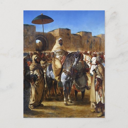 Eugene Delacroix_ The Sultan of Morocco leaving Postcard